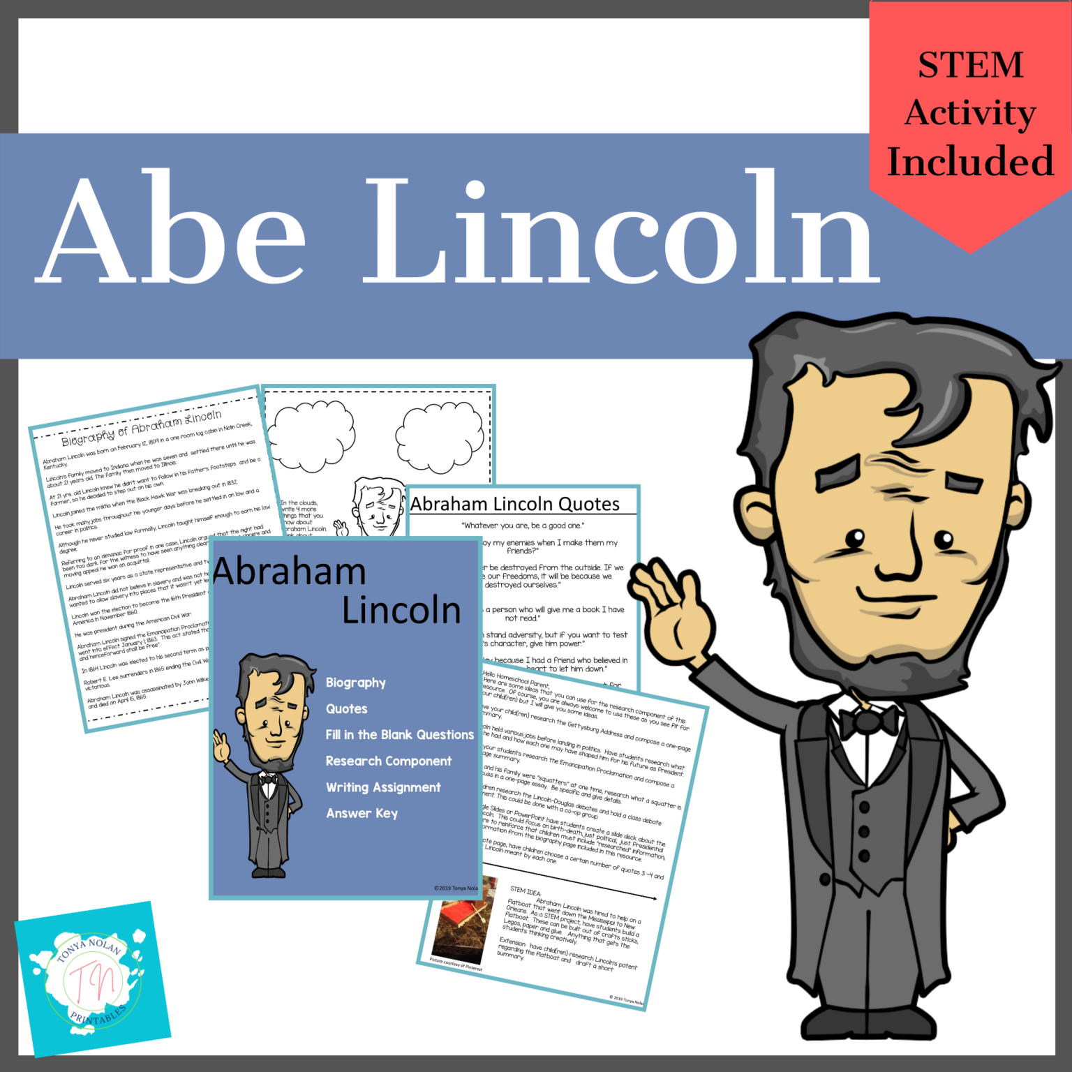 Abe Lincoln Printable Activity - Tonya Nolan